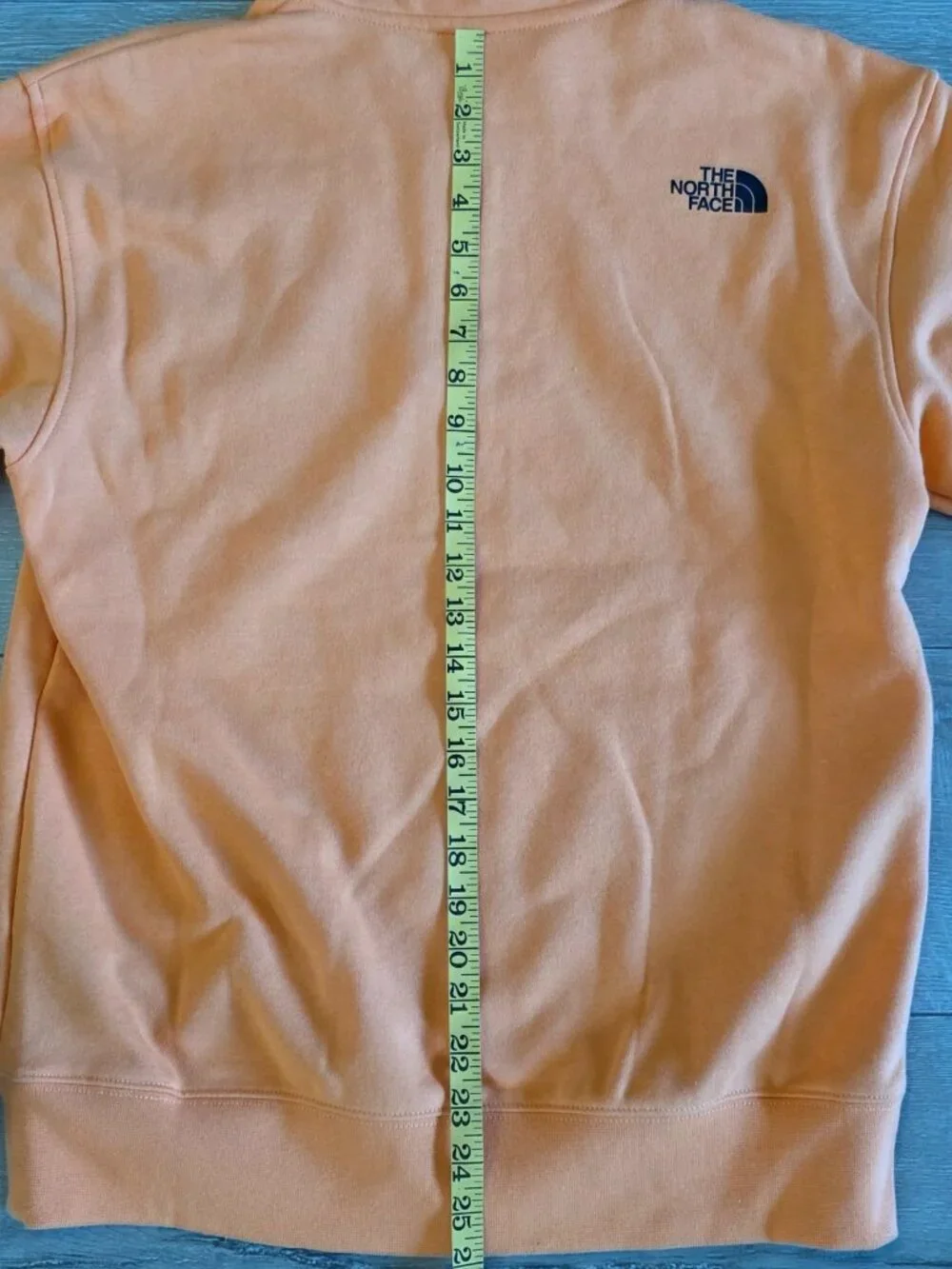 The North Face Fleece Sweatshirt Mens Small Orange Lined Box Half Dome 1/4 Zip